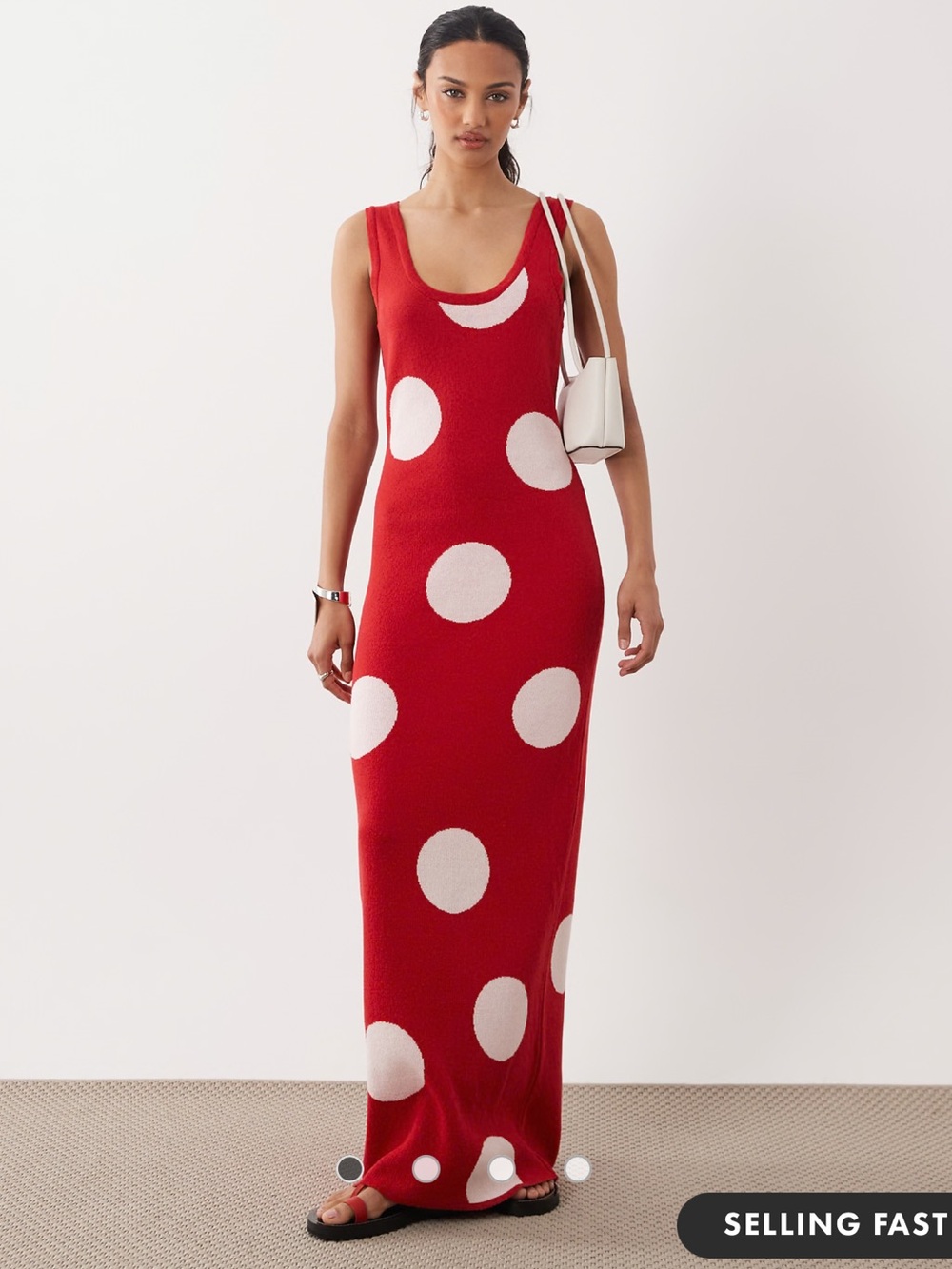 ASOS DESIGN knit maxi dress in red polka dot